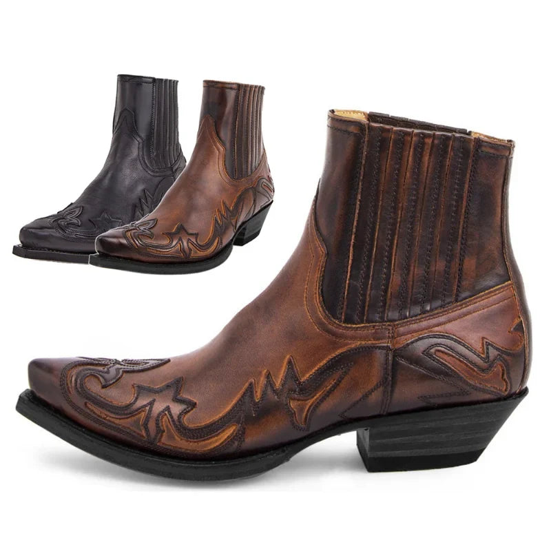 Klassiske herre cowboy ankelstøvler med glidelås for enkel av/på. Perfekte høstsko.