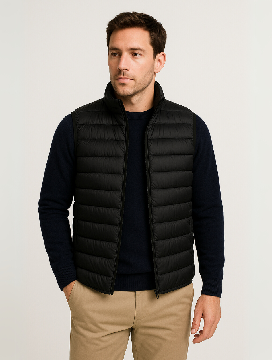 Casual herrevest/bodywarmer i moderne design, et allsidig plagg for hverdagsbruk i herremote.