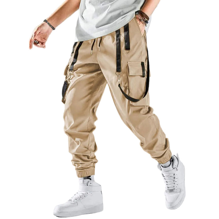 Herre taktiske cargo bukser med justerbare spenner. Ideelle for urban streetwear og komfortabel hverdagsbruk.