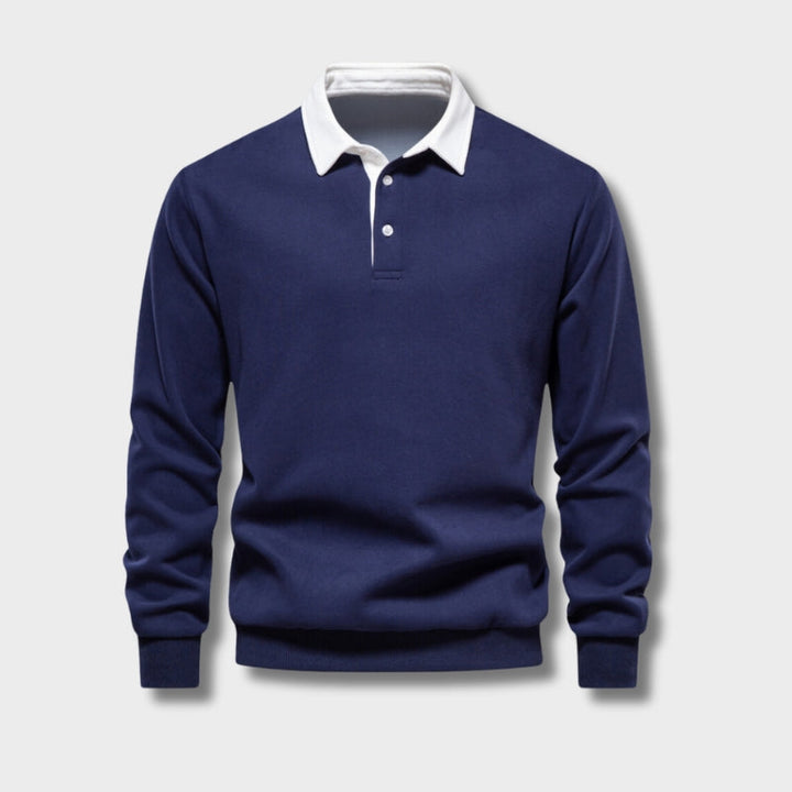 Komfortabel business casual herregenser. Myk, moderne genser med knappestolpe for herre.
