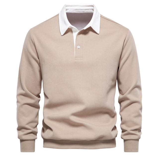 Allsidig herregenser med knappestolpe. Ideell business casual genser for en moderne look.