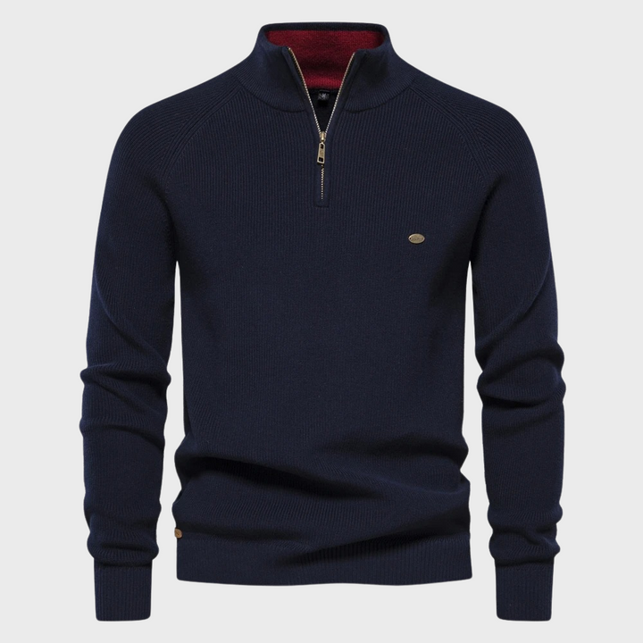 Maskulin herre cardigan med praktisk halv glidelås. Komfortabel genser for menns hverdag.
