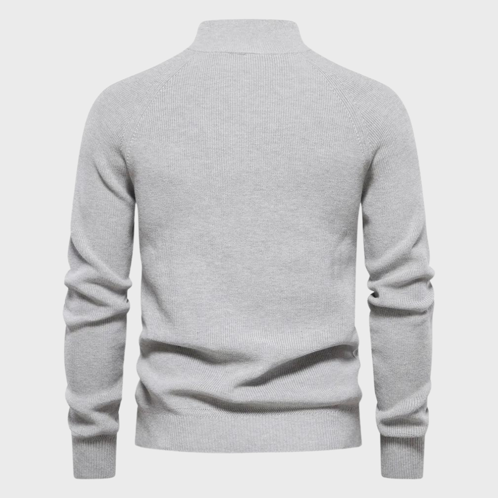 Allsidig herre genser med halv glidelås design. Passer til både hverdagsstil og fritidsbruk.