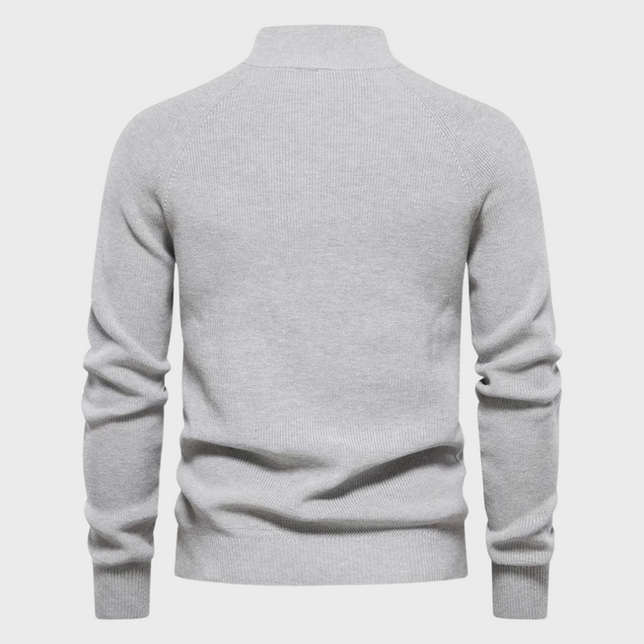 Allsidig herre genser med halv glidelås design. Passer til både hverdagsstil og fritidsbruk.