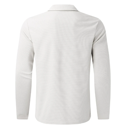 Mann iført klassisk herre cardigan med full glidelås, viser casual og komfortabel fritidsstil.