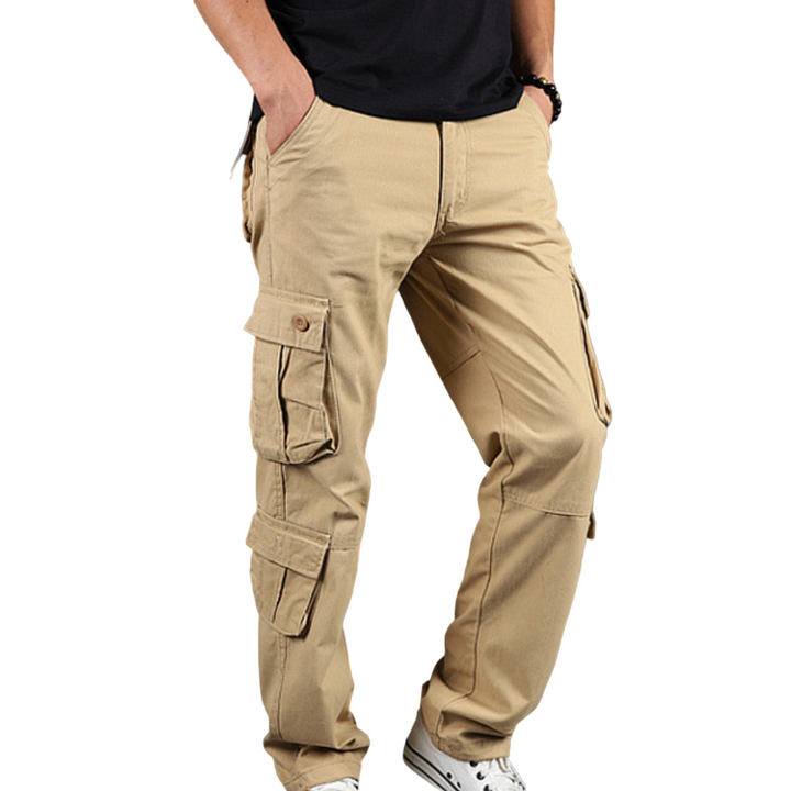 Herre cargo-bukser med urban stil i khaki, perfekt for fritid og hverdag