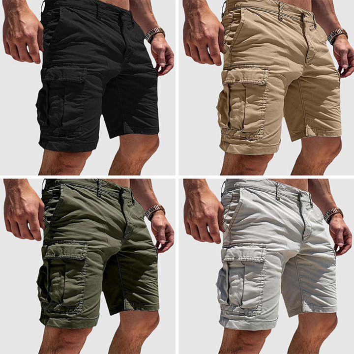 Herre cargo shorts med mange praktiske lommer, designet for komfortabel og avslappet hverdagsbruk og fritid.