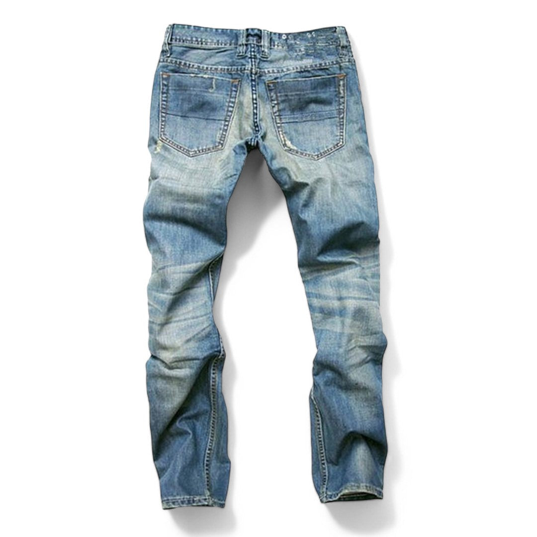 Komfortable denim herrejeans med klassisk passform. Perfekte bukser for mennsmote, gir tidløs stil.