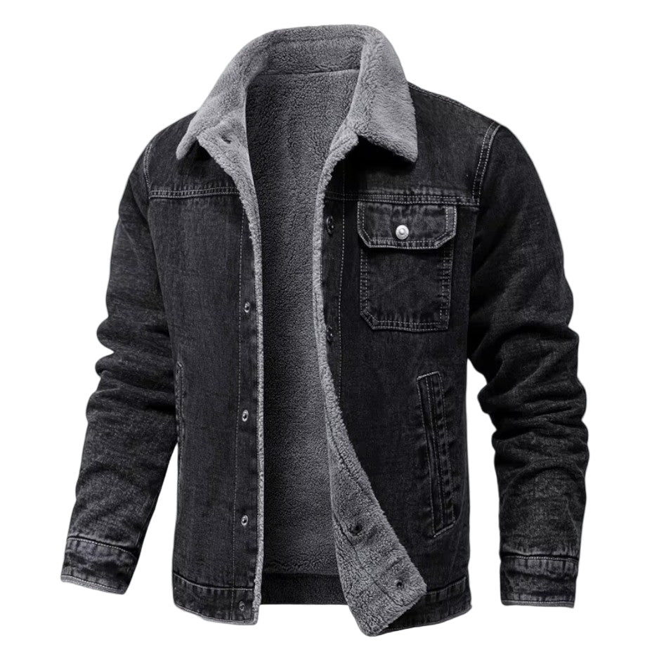 Varm herre denimjakke for vinteren, med stilig design og komfort. Perfekt som yttertøy.