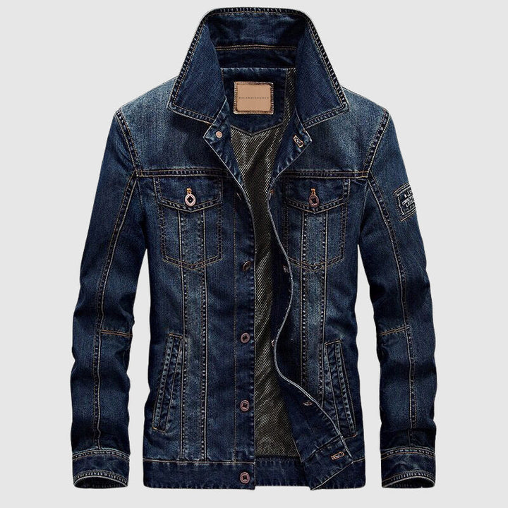 Komfortabel, moderne herrejakke i blå denim. Trendy design for både hverdags- og festbruk.