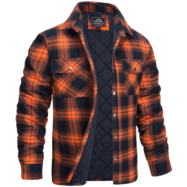 Herre flanelljakke med rutete mønster. Varm og komfortabel vinterjakke for en casual look.