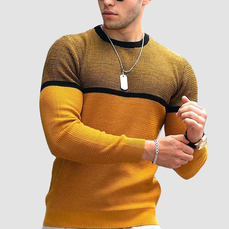 Moderne herregenser med sporty snitt og rundhals. Ideell for vår og høst. Velg mellom svart, gul og hvit.