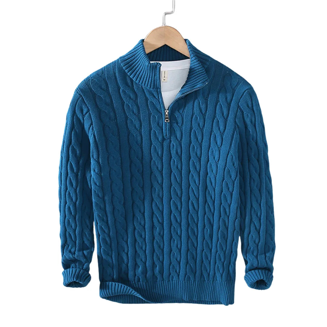 Menns komfortable strikkegenser med halv glidelås i tidløst design, flott for hverdagsbruk og kjøligere dager.
