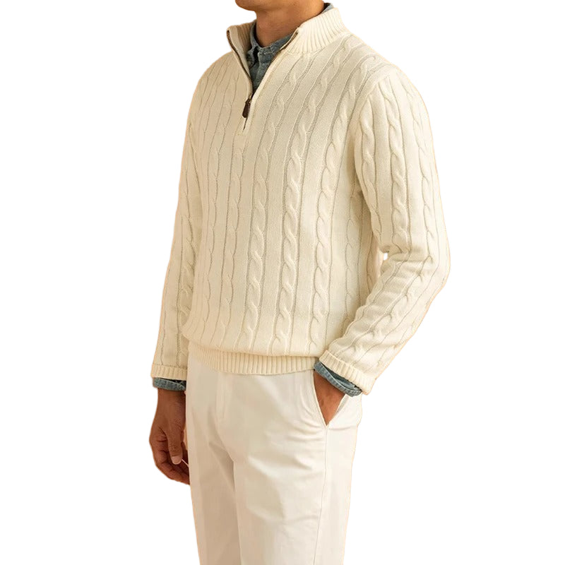Jacquard herregenser med høy hals for elegant, stilig look. Perfekt for business casual og fritid.