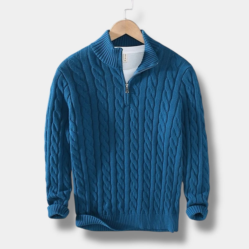 Elegant jacquard herregenser med høy hals. Gir en stilig og raffinert look for enhver mann.
