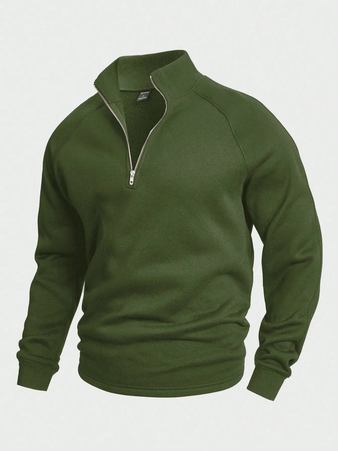 Enkel herre halv-zip genser i myk bomull, perfekt for lag-på-lag eller alene.
