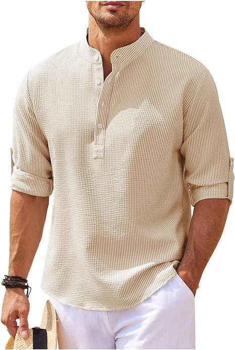 Kule herre Henley skjorter, langermet og pustende. Ideell for uformell stil og sommerdager.