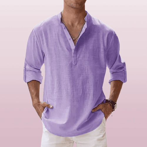 Allsidig langermet Henley-skjorte for menn. Perfekt fritidsskjorte med fokus på kvalitet og stil.