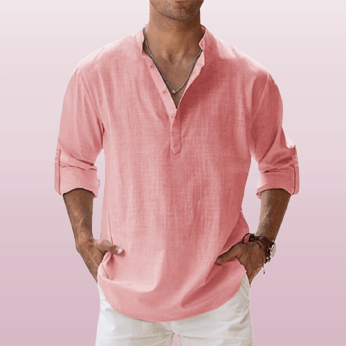 Menns langermet Henley for en avslappet stil. Ideell som komfortabel fritidsskjorte hele året.