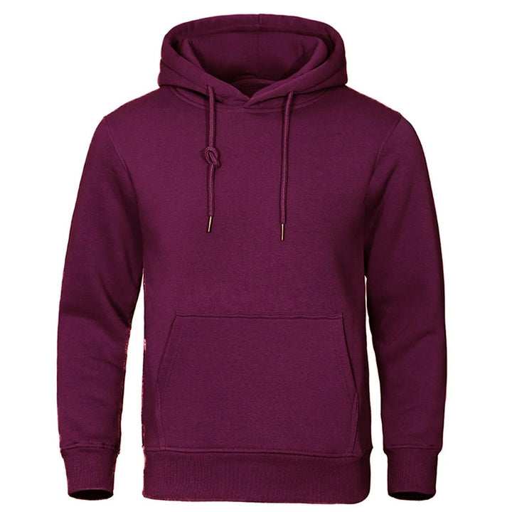 Enkel og stilren herre hettegenser, komfortabel pullover for uformell hverdagsstil.