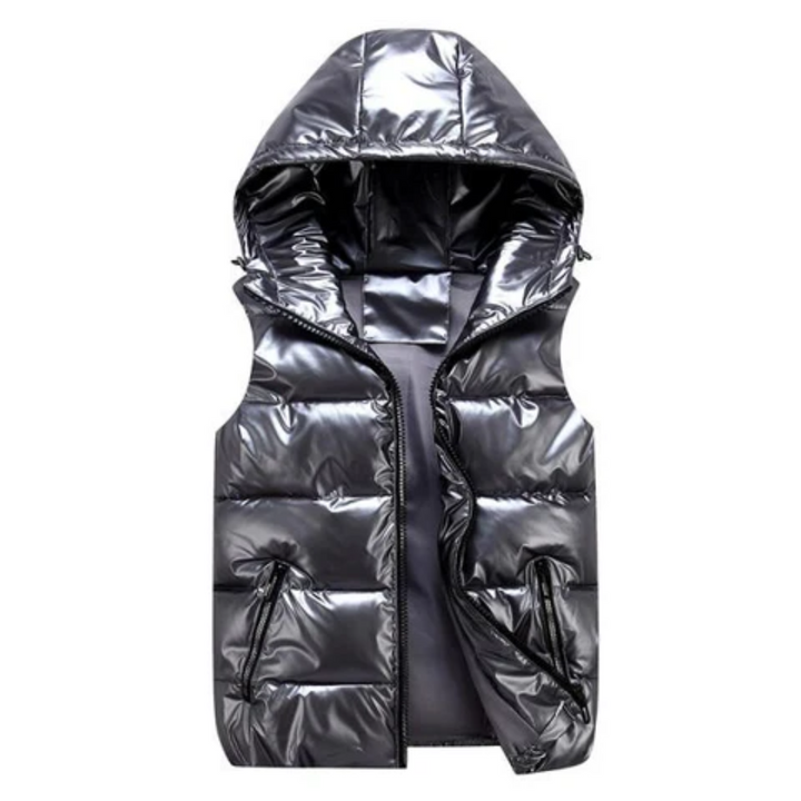 Isolert herre hettevest for menn, sporty design, varm komfort for høst og vinter.