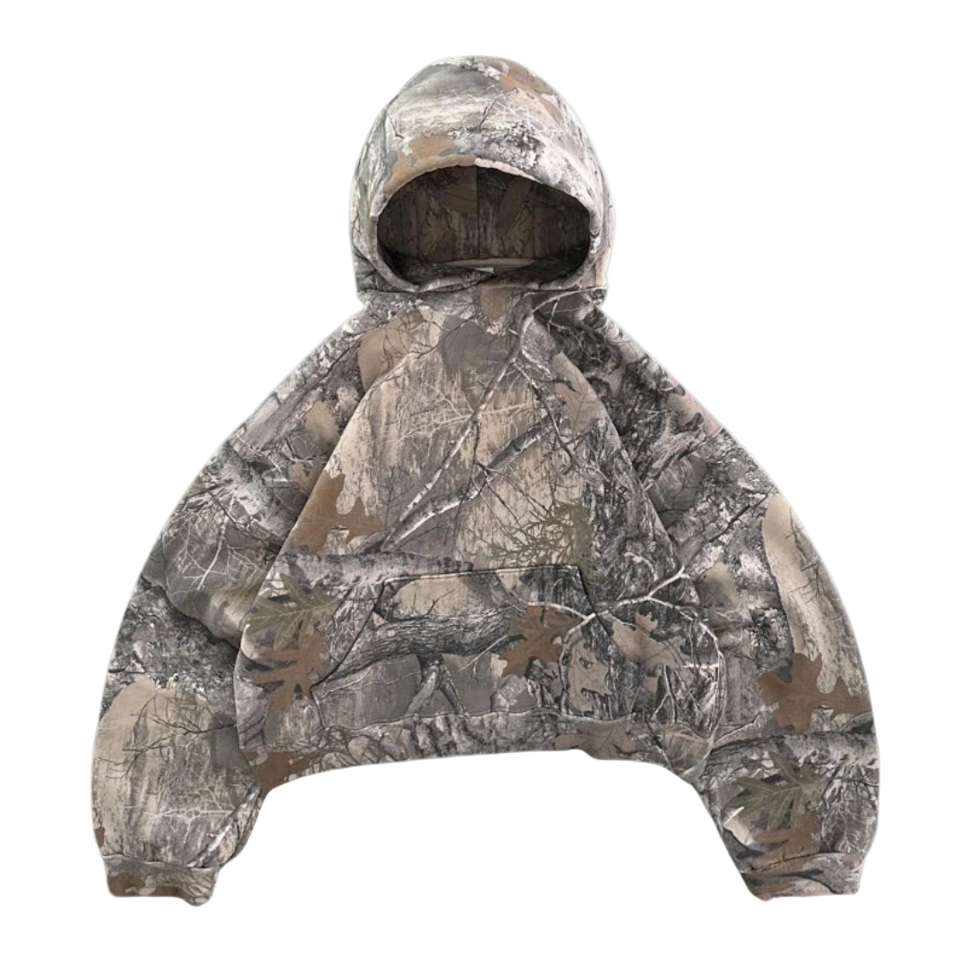 Oversized kamuflasje hoodie for herre, stilfull og komfortabel streetwear for fritid og høst.