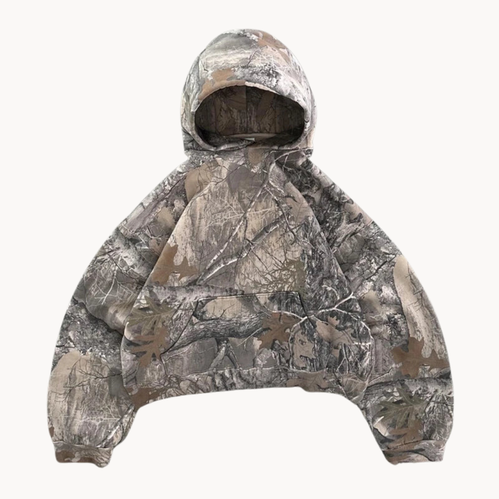Komfortabel oversized kamuflasje hettegenser for herre i mykt stoff, perfekt til avslappet fritid.