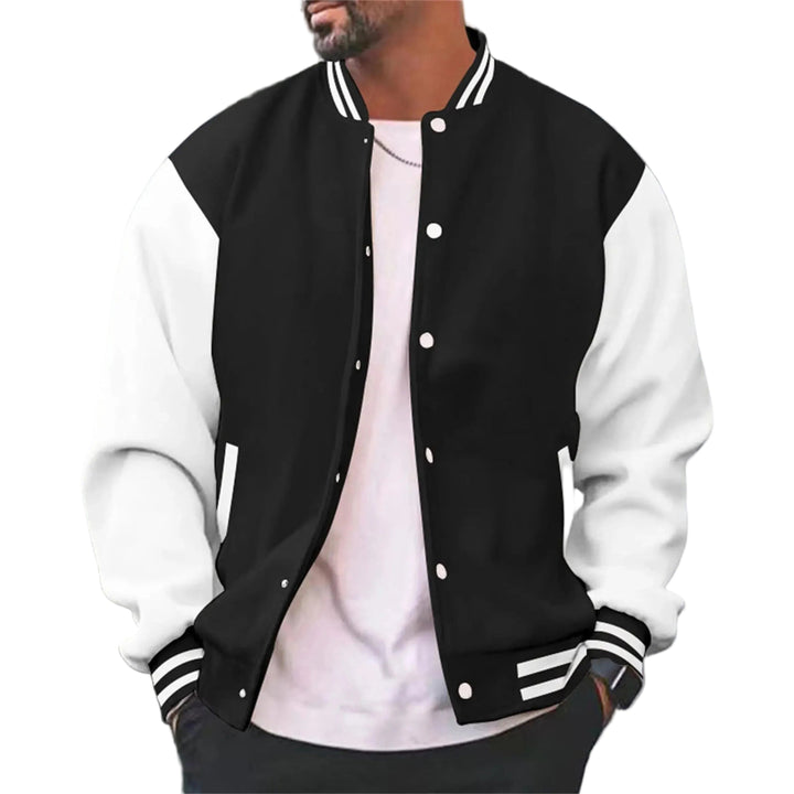 Herre varsity bomberjakke i sporty stil. Perfekt som trendy overgangsjakke for vår og høst. Klassisk hverdagsmote.
