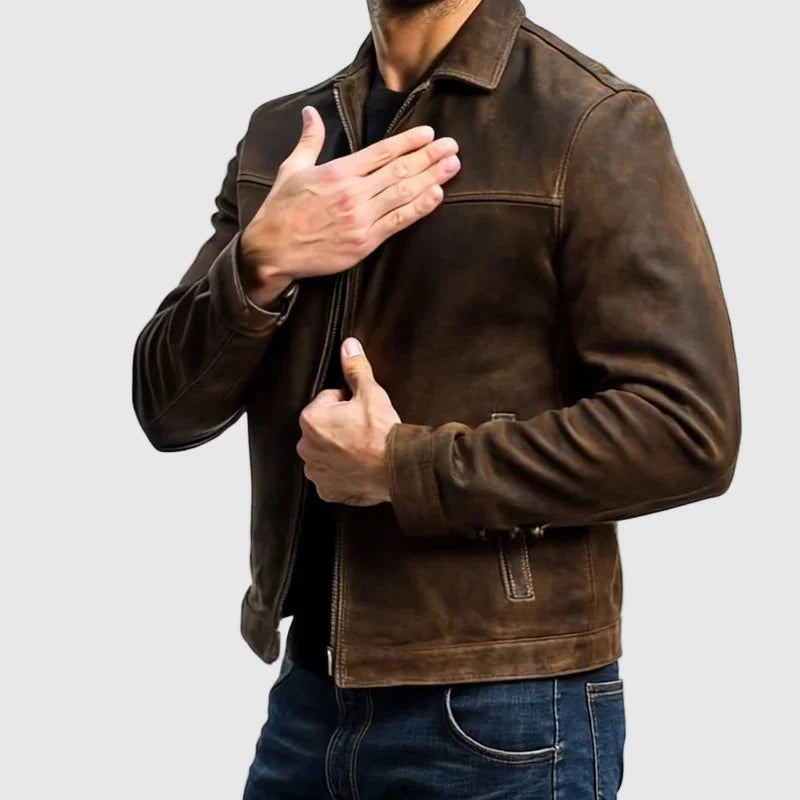 Komfortabel herre glidelåsjakke, perfekt som vårjakke og høstjakke, passer til casual og elegant stil.
