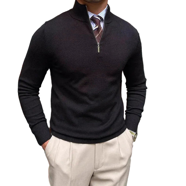 Komfortabel herregenser med halv dragkedja. Stilfull pullover i mykt stoff, perfekt for casual hverdagsbruk.