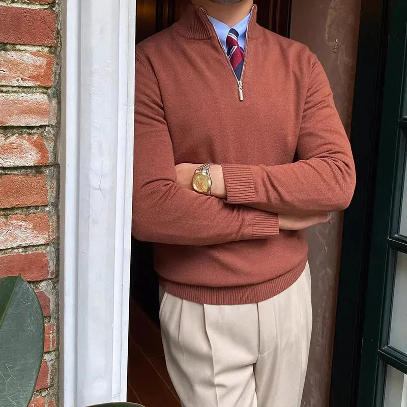 Elegant herregenser med halv dragkedja i flere farger. En trendy og komfortabel pullover for herremote.