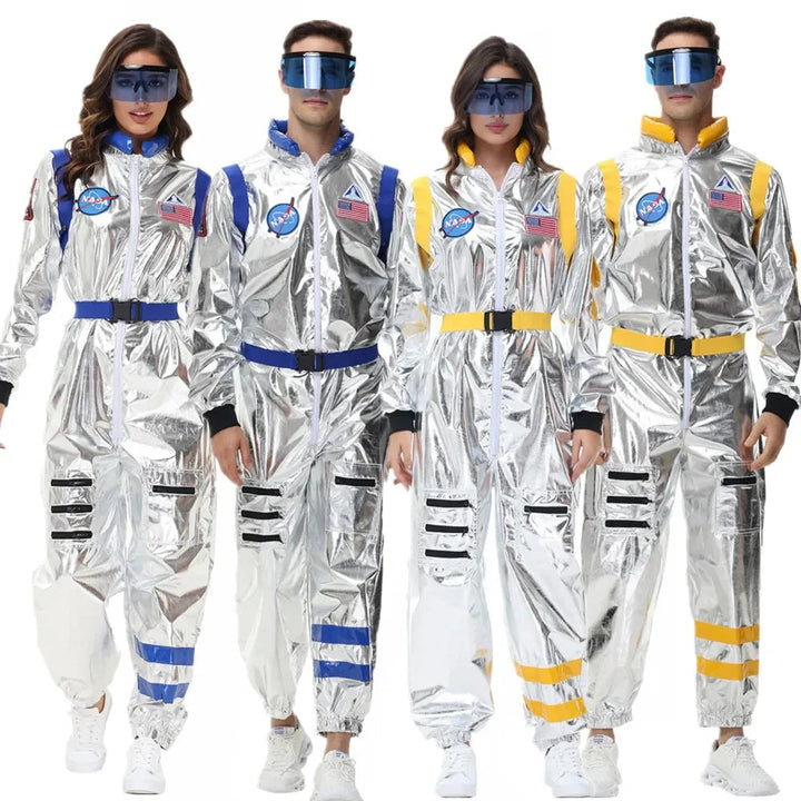 Glitrende unisex astronautkostyme. Ideell romfarer drakt for temafest, Halloween og futuristiske eventer.