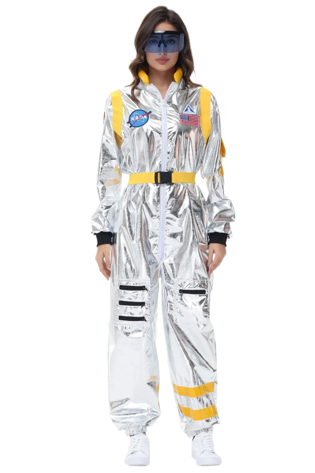 Detaljert glitrende romfarer drakt. Unisex kostyme, ideell for fest, Halloween og futuristiske arrangementer.