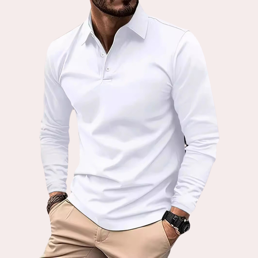 Stilig herre langermet poloshirt, et moderne sesongplagg for menn. Perfekt for både casual og kontorstil.