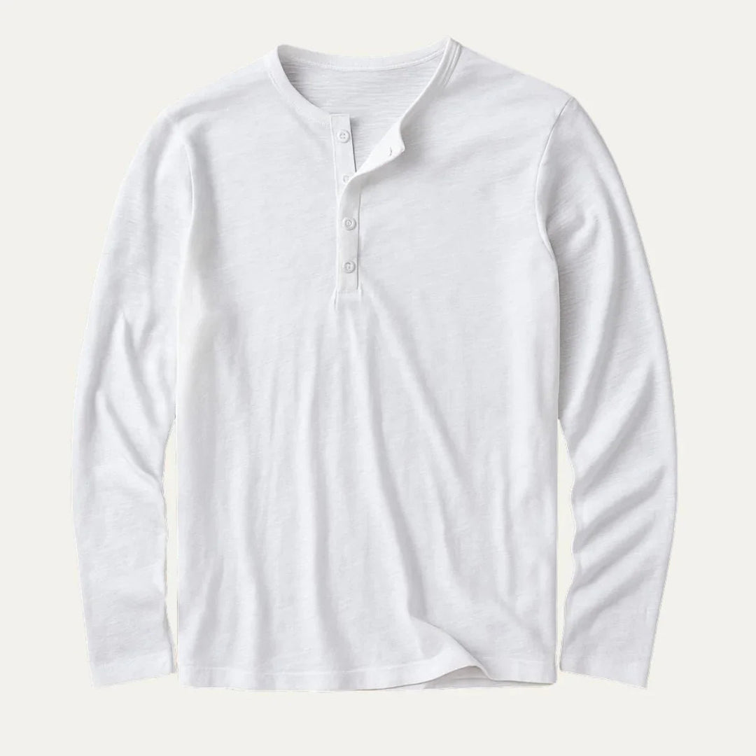 Moderne herre langermet polo med båndkrage. Komfortabelt bomullsmateriale for en stilfull og avslappet look.