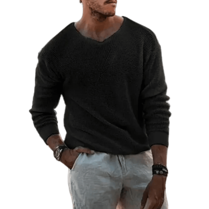 Maskulin herresweater, langermet pullover i komfortabel strikk, perfekt for casual hverdagsbruk.