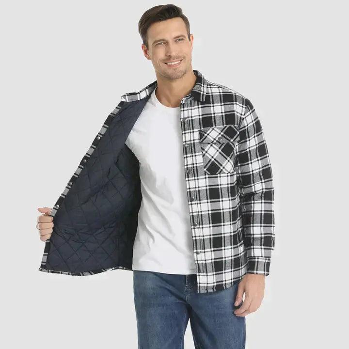 Myk rutete herrejakke i skjortekavaj-stil. Ideell for business casual og avslappet bruk.