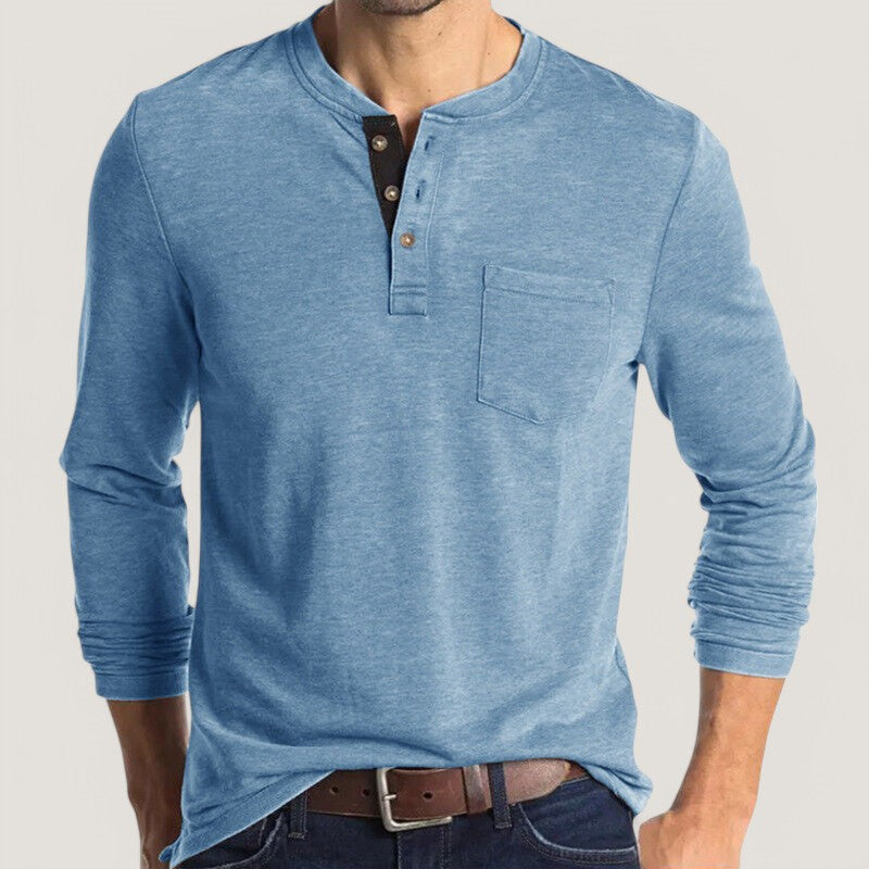 Allsidig herre langermet t-skjorte med rund hals, perfekt for en uformell, stilren look i fritiden.