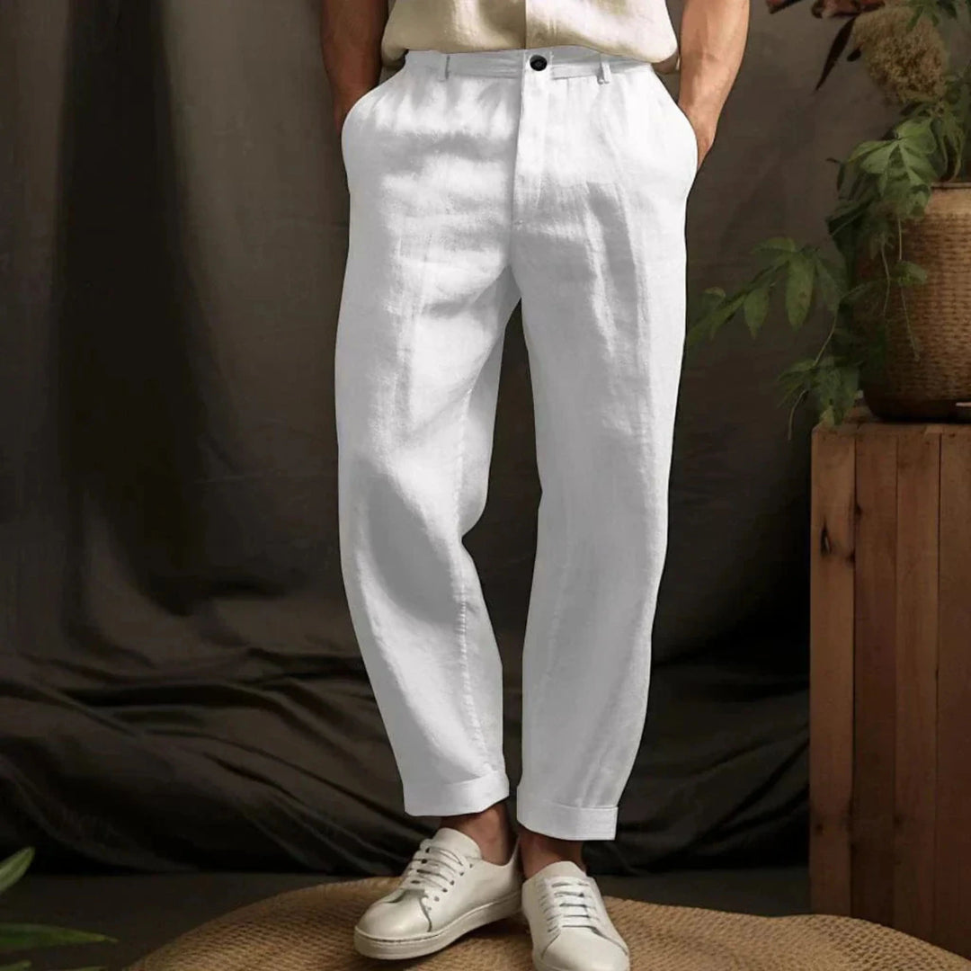 Myke casual herrebukser med elastisk midje, ideelle fritidsbukser for sommer og avslappede dager.