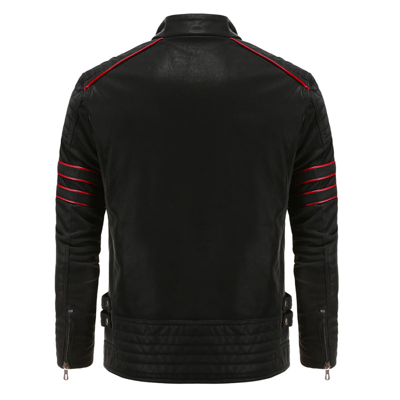 Moderne herrejakke for vår/høst med rød kant og slim fit design. Allsidig og komfortabel.