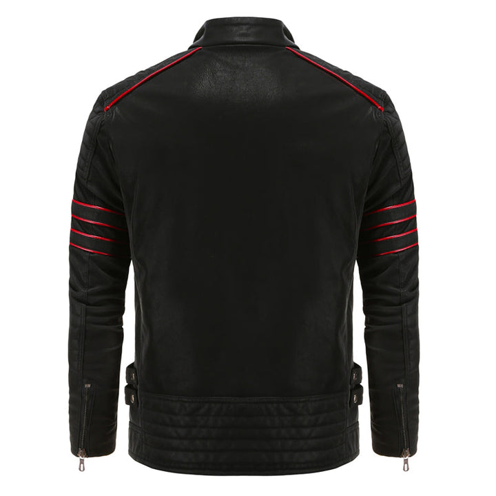 Moderne herrejakke for vår/høst med rød kant og slim fit design. Allsidig og komfortabel.