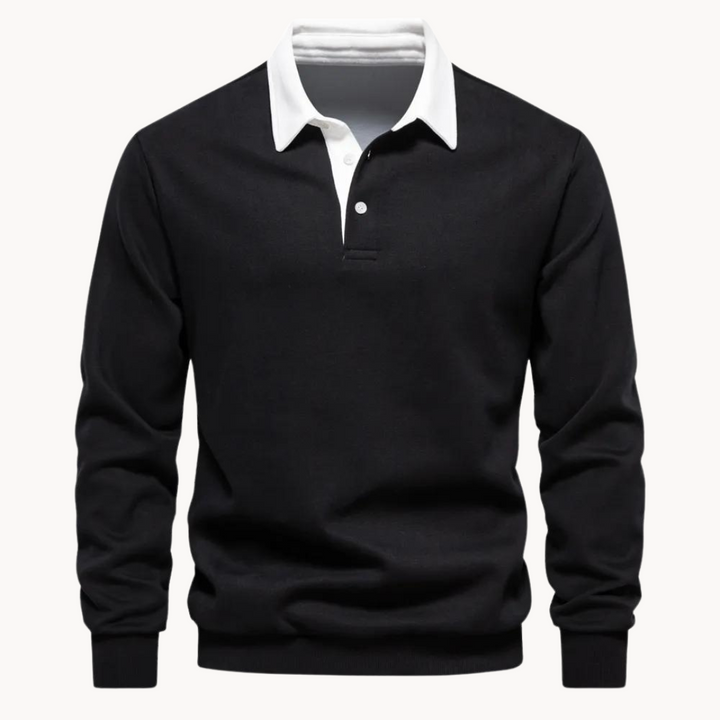 Komfortabel og allsidig herre poloskjorte med retro snitt og elegant kontrastkrage. Ideell for høst.