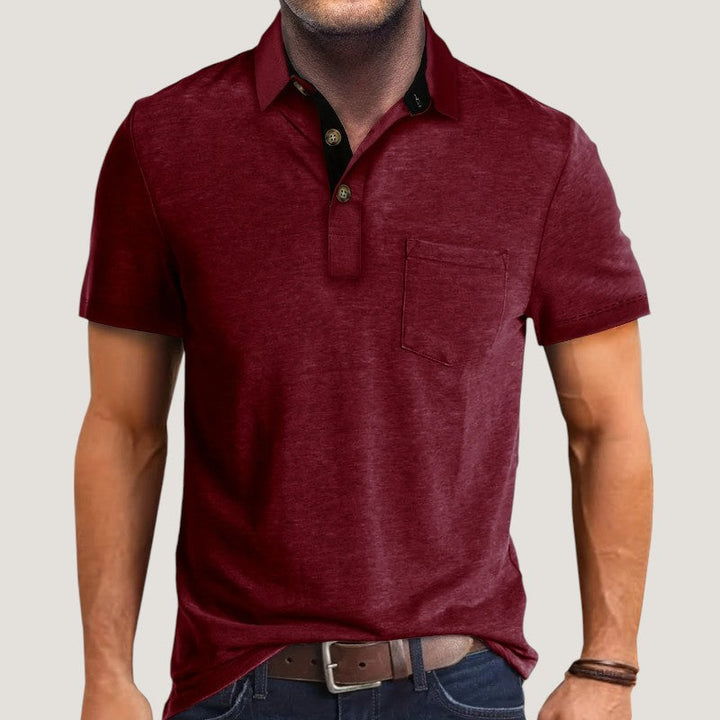 Komfortabel herre sommerskjorte i polyester med fargeblokk; moderne look for fritid og menn.
