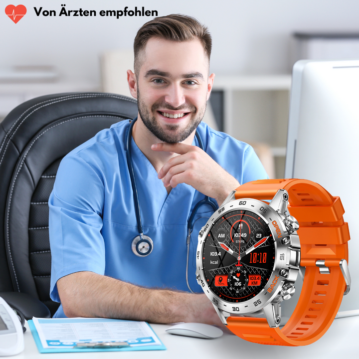 Elegant robust herre smartklokke for både eventyr og daglig bruk, med GPS, pulsmåler og lang batteritid.