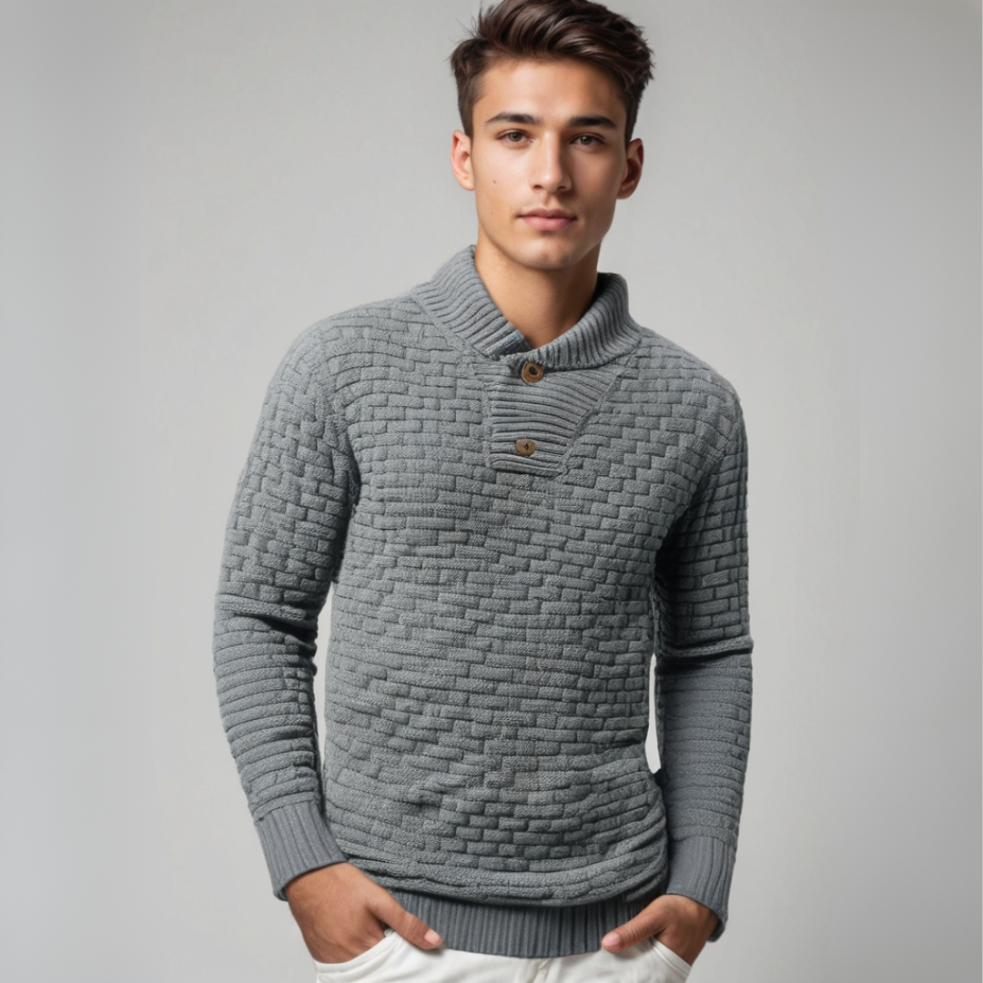 Komfortabel strikket vintergenser for menn. Casual og stilig look for hverdag og elegant herremote.
