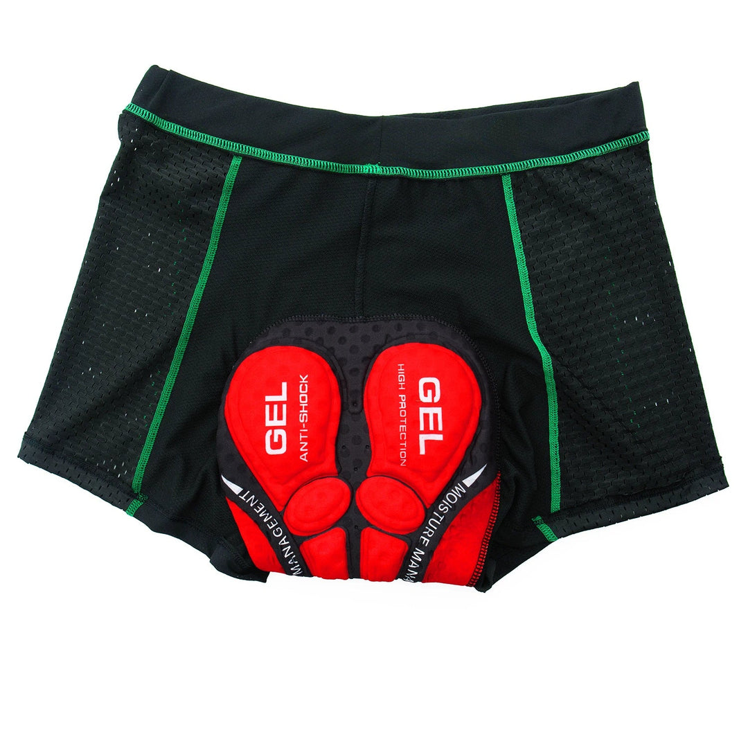Nærbilde av 5D gelpute i herre sykkelshorts, designet for overlegen støtdemping under sykling.