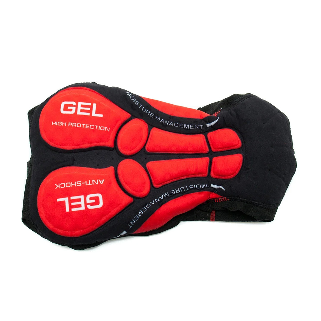 Herre sykkelshorts, svart, med synlig 5D gelpute og elastisk midje; perfekt for sykkelritt og trening.