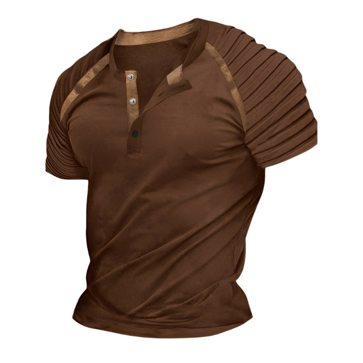 Casual herre t-skjorte med raglanermer, stripete design, lett og uformell for sommerbruk.