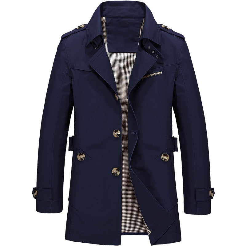 Herre trenchcoat i klassisk stil, allsidig og komfortabel ytterjakke.