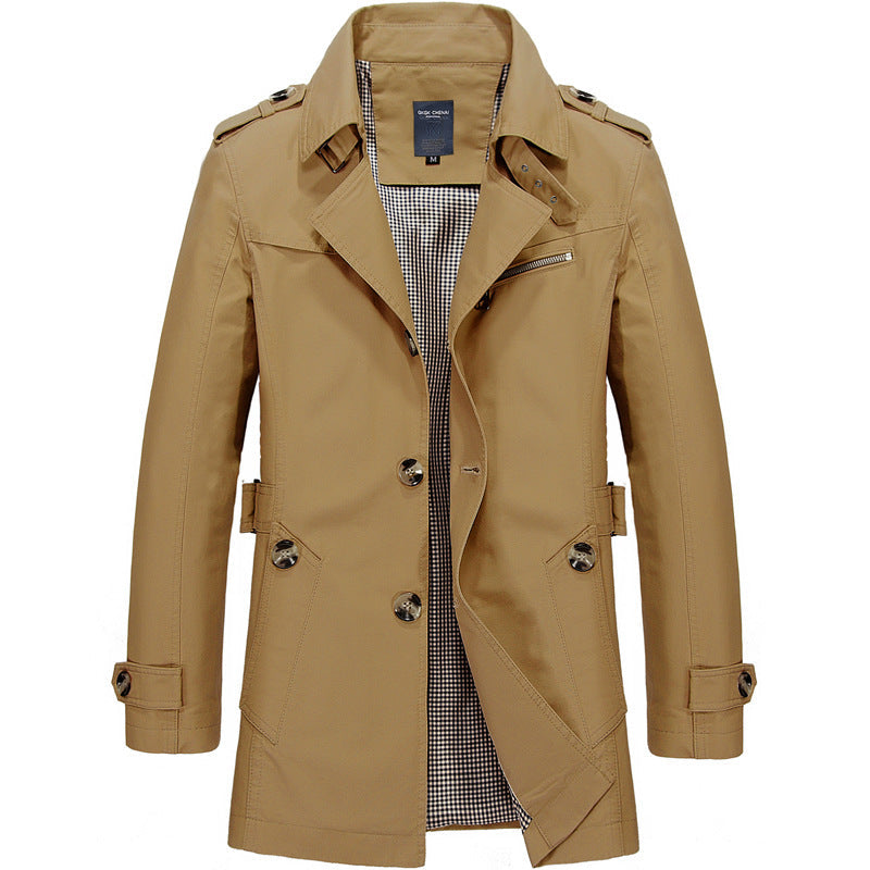 Elegant og stilren herre trenchcoat, ideell som høst- og vinterjakke.